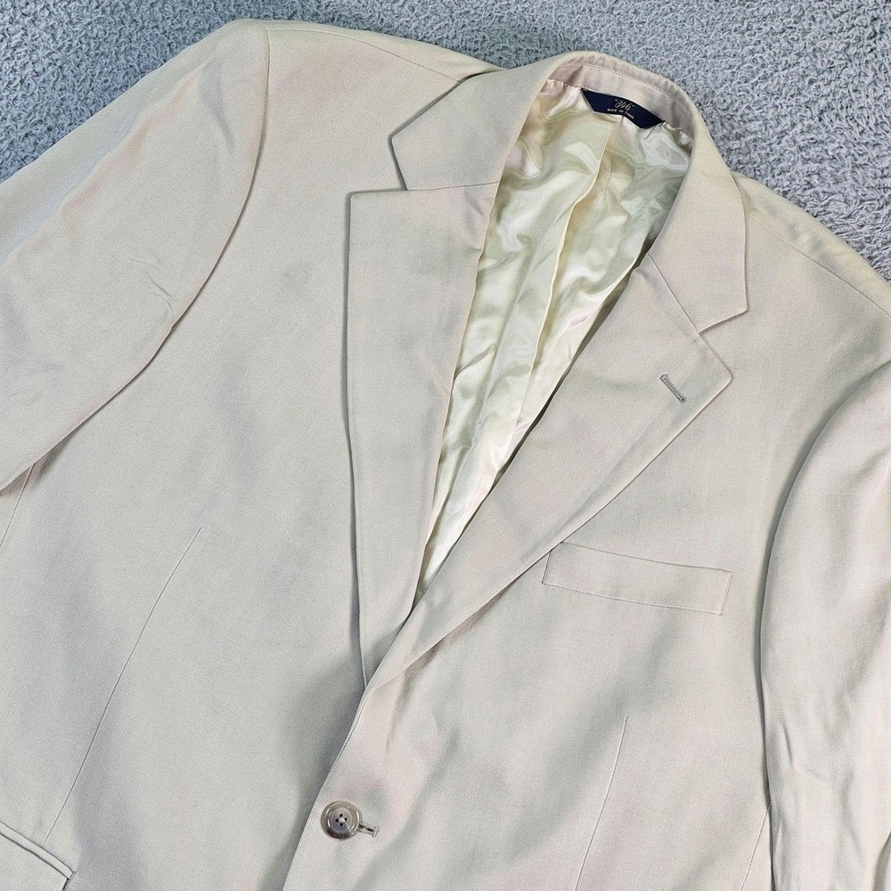 Brooks Brothers Sport Coat Mens 44 Beige Herringbone 100% Silk Blazer Jacket